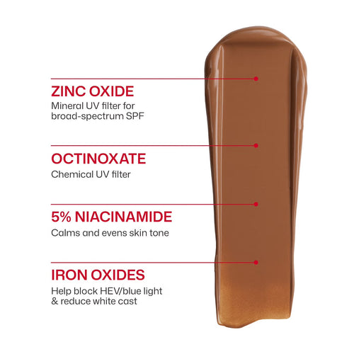 Cosmetic product with labeled ingredients on a white background